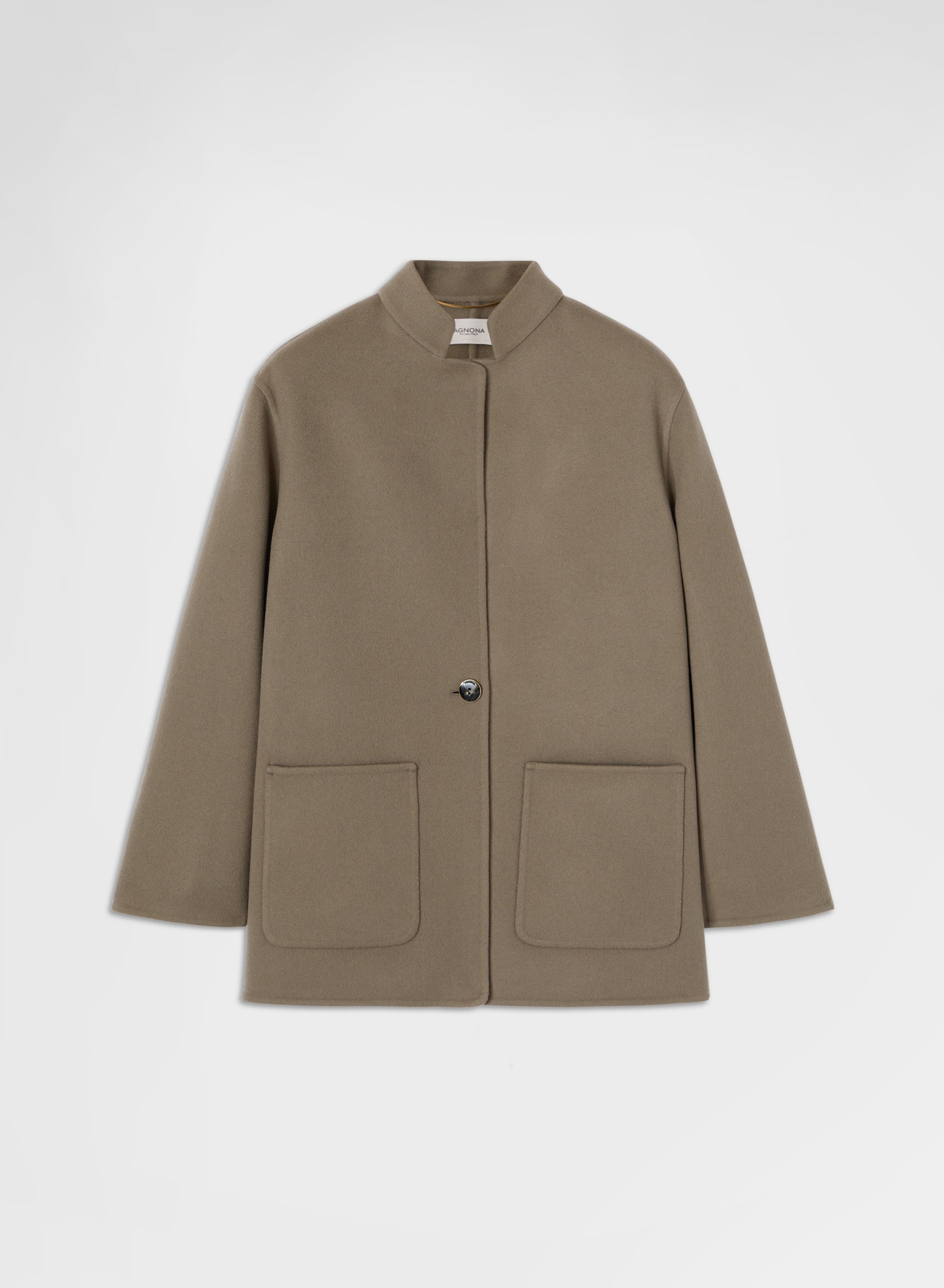 Matt Cashmere Double Face High Neck Cardigan Jacket | Agnona