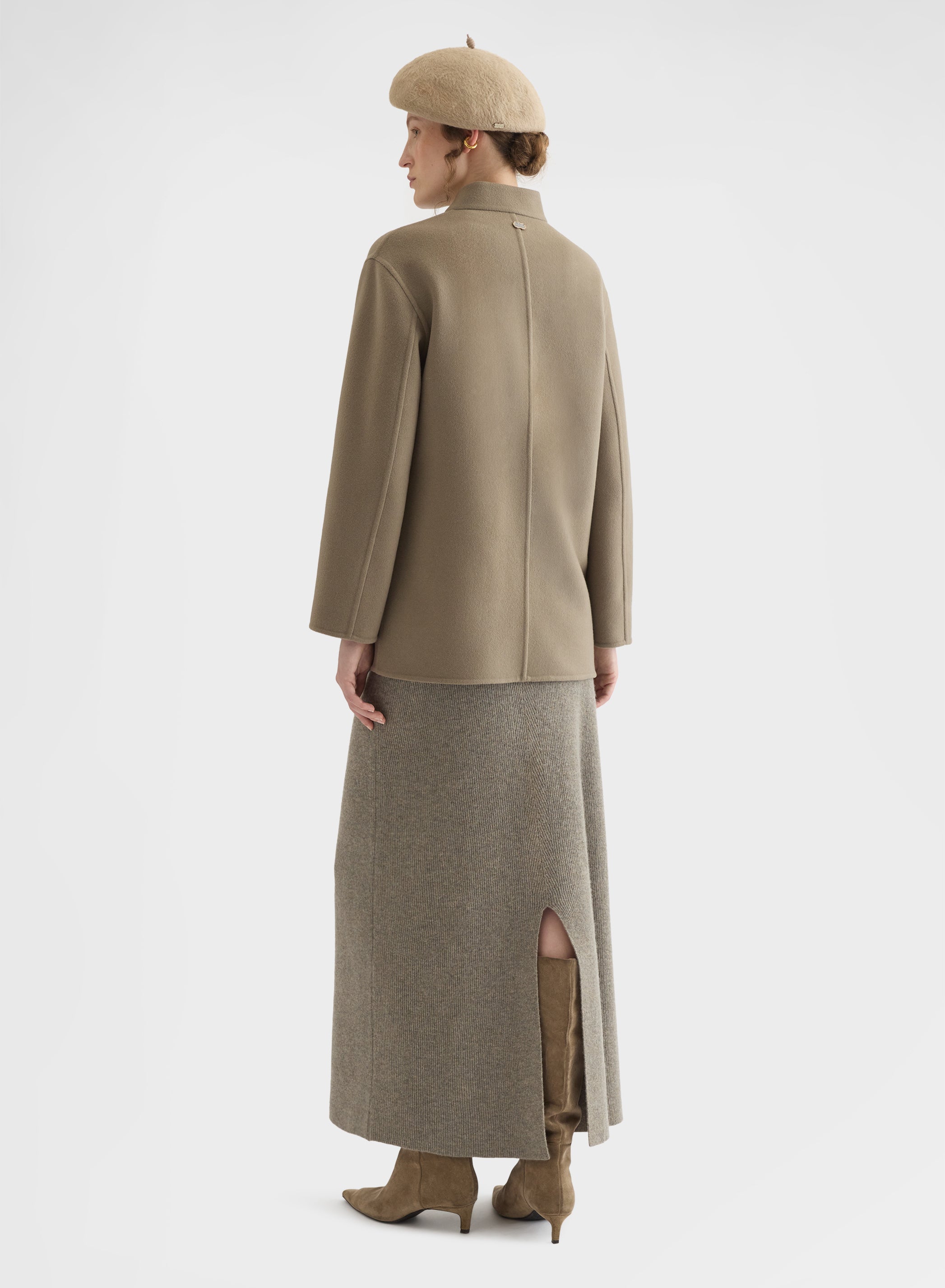 MATT CASHMERE DOUBLE FACE HIGH NECK CARDIGAN JACKET