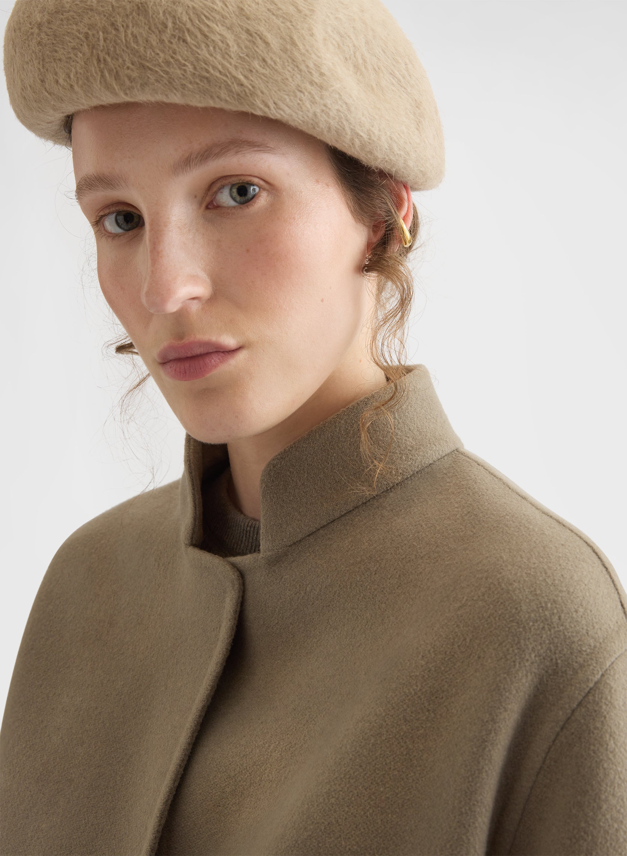 MATT CASHMERE DOUBLE FACE HIGH NECK CARDIGAN JACKET