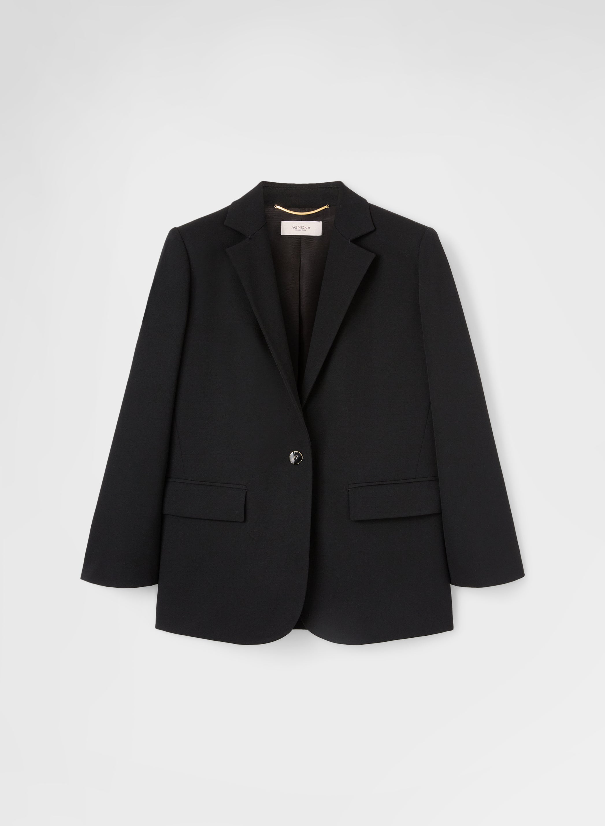 FLUID WOOL SINGLE BREASTED BLAZER BLACK