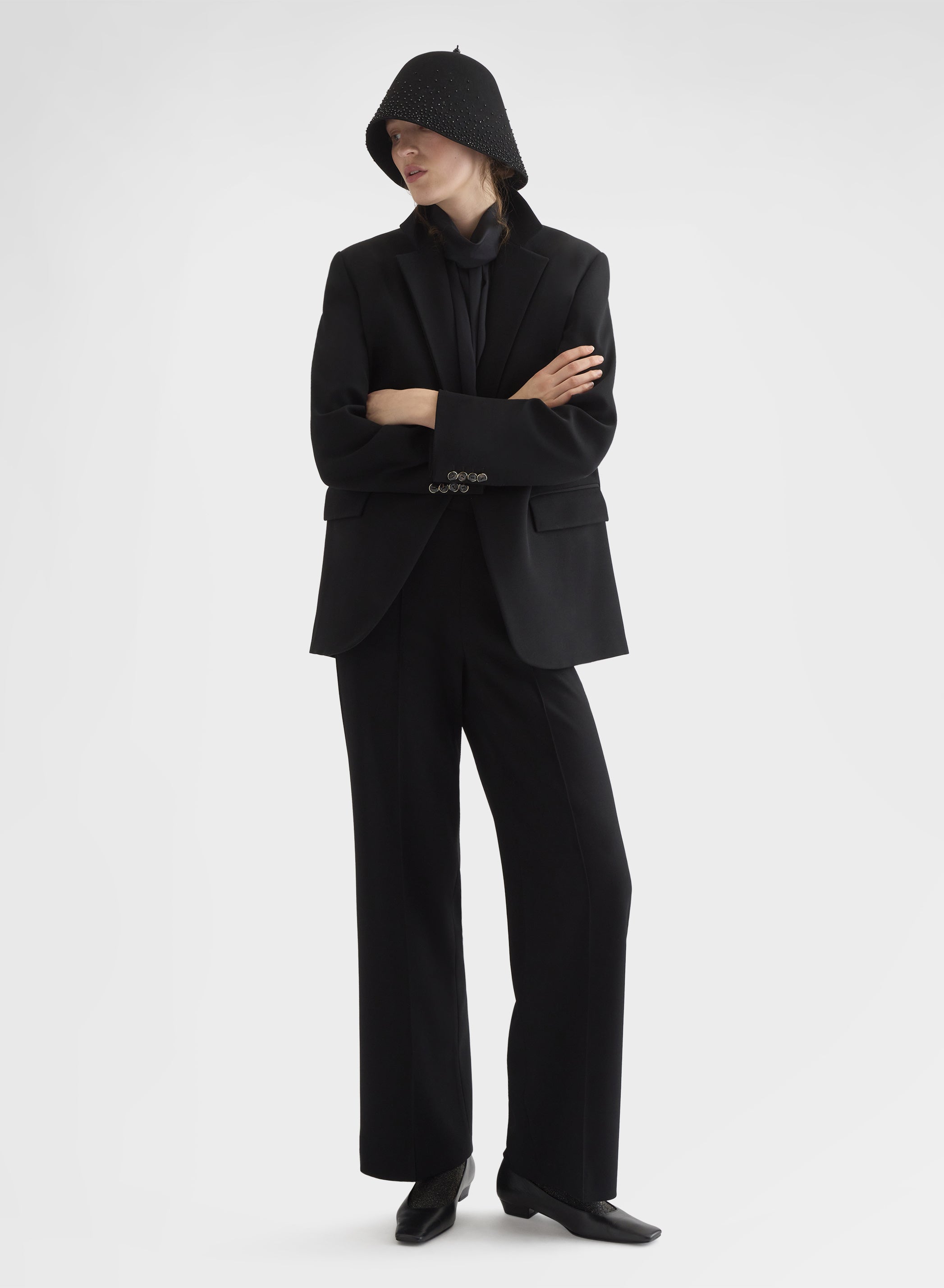 FLUID WOOL SINGLE BREASTED BLAZER BLACK