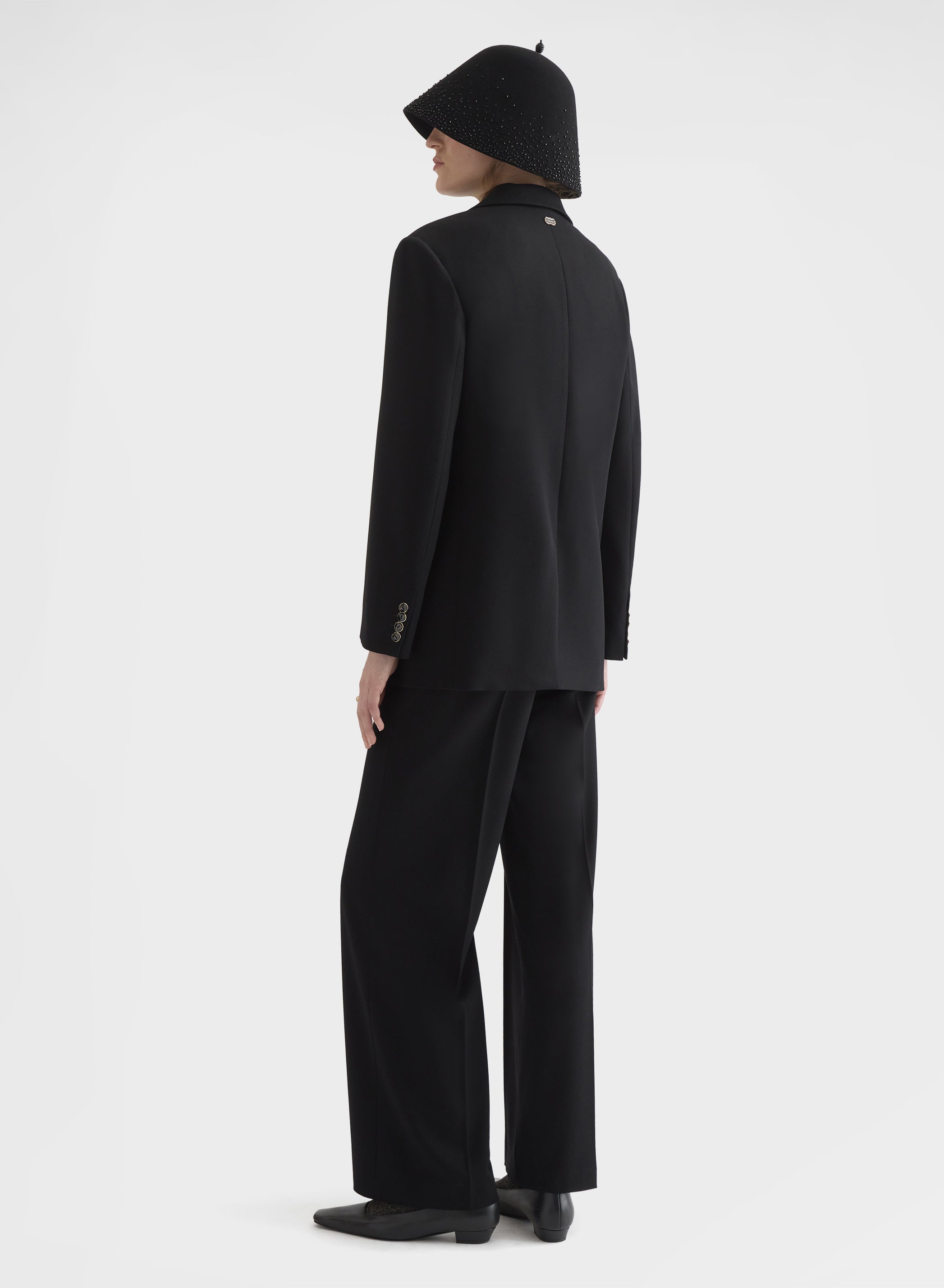 FLUID WOOL SINGLE BREASTED BLAZER BLACK
