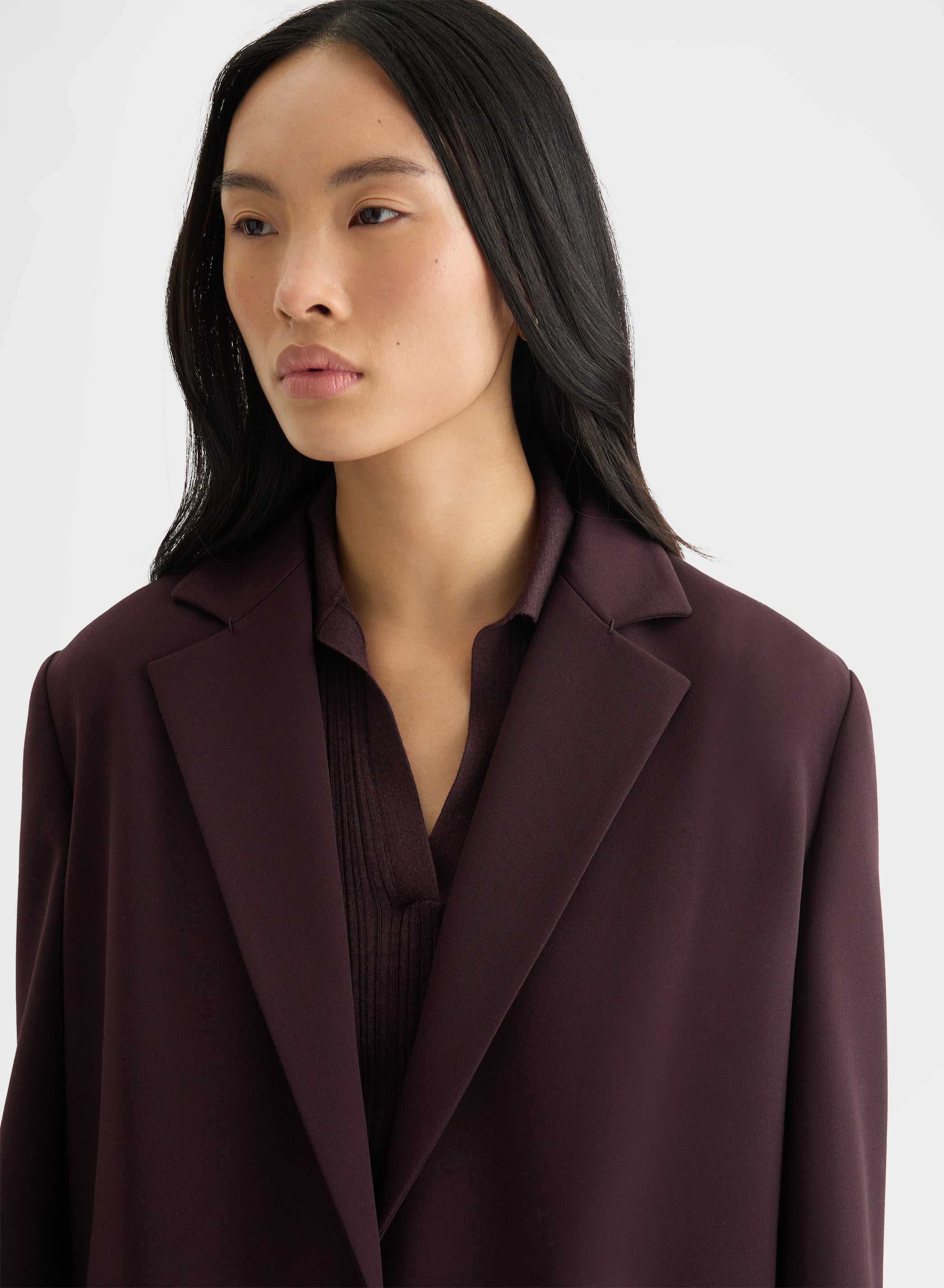 FLUID WOOL SINGLE BREASTED BLAZER BURGUNDY